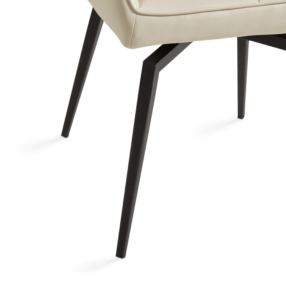 Bromley Swivel Dining Chair: Taupe Leatherette with Black legs