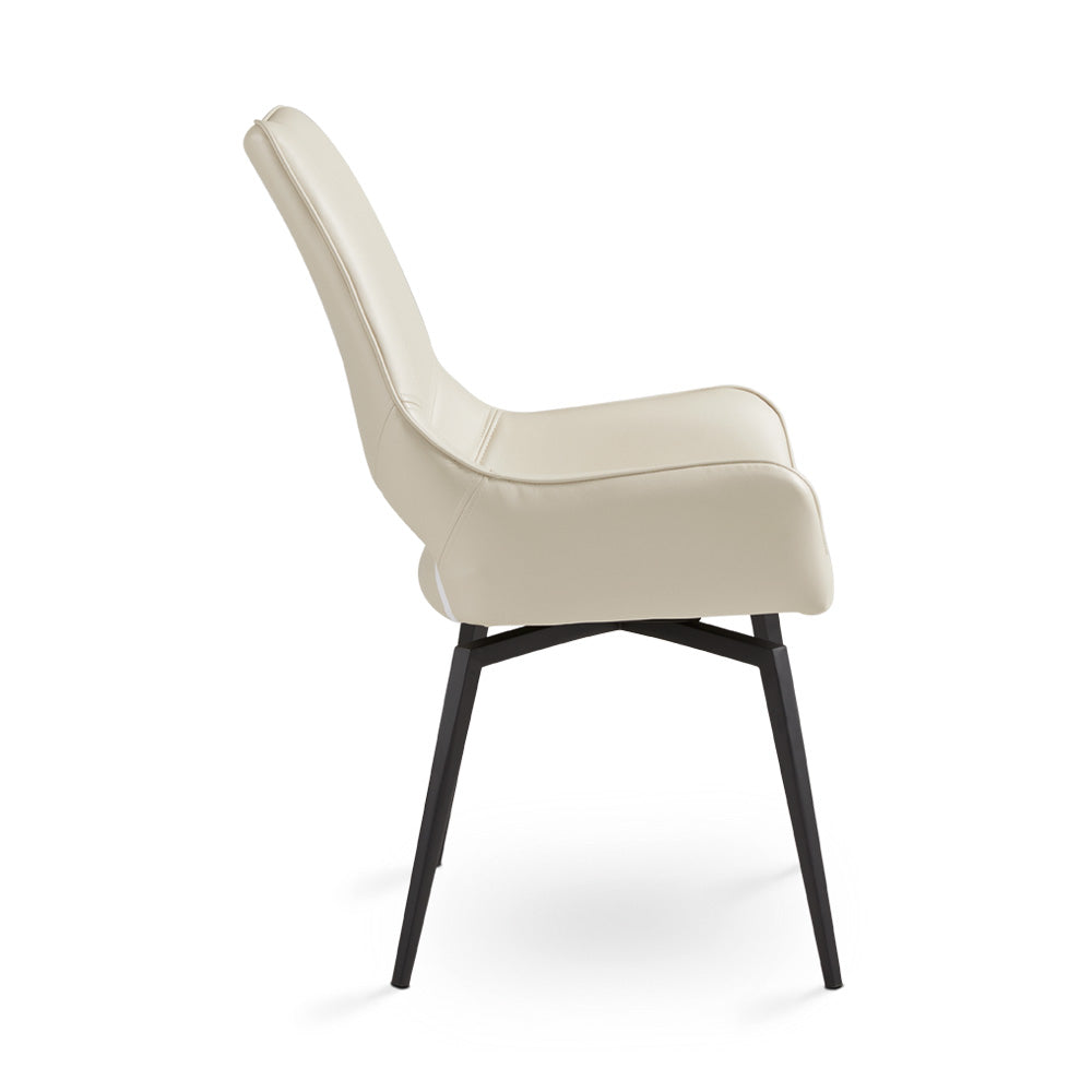 Bromley Swivel Dining Chair: Taupe Leatherette with Black legs