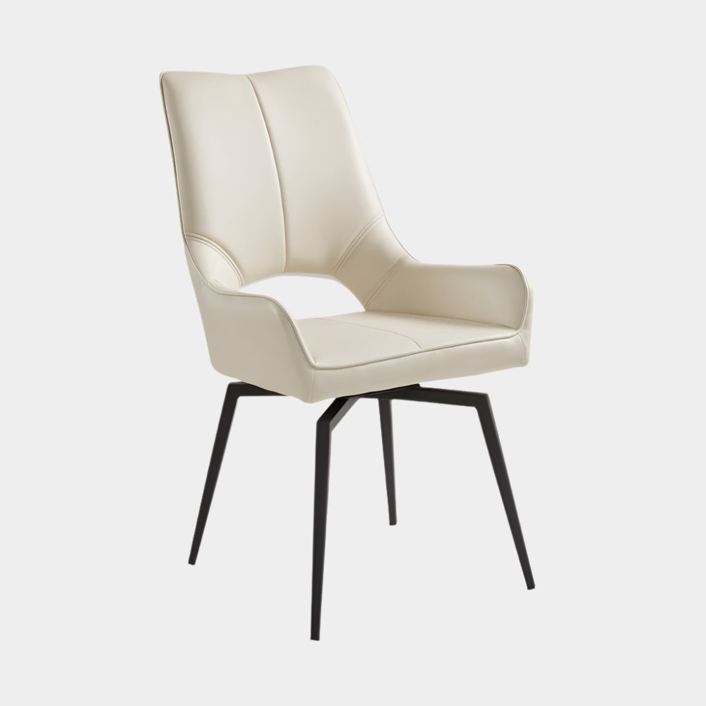 Bromley Swivel Dining Chair: Taupe Leatherette with Black legs