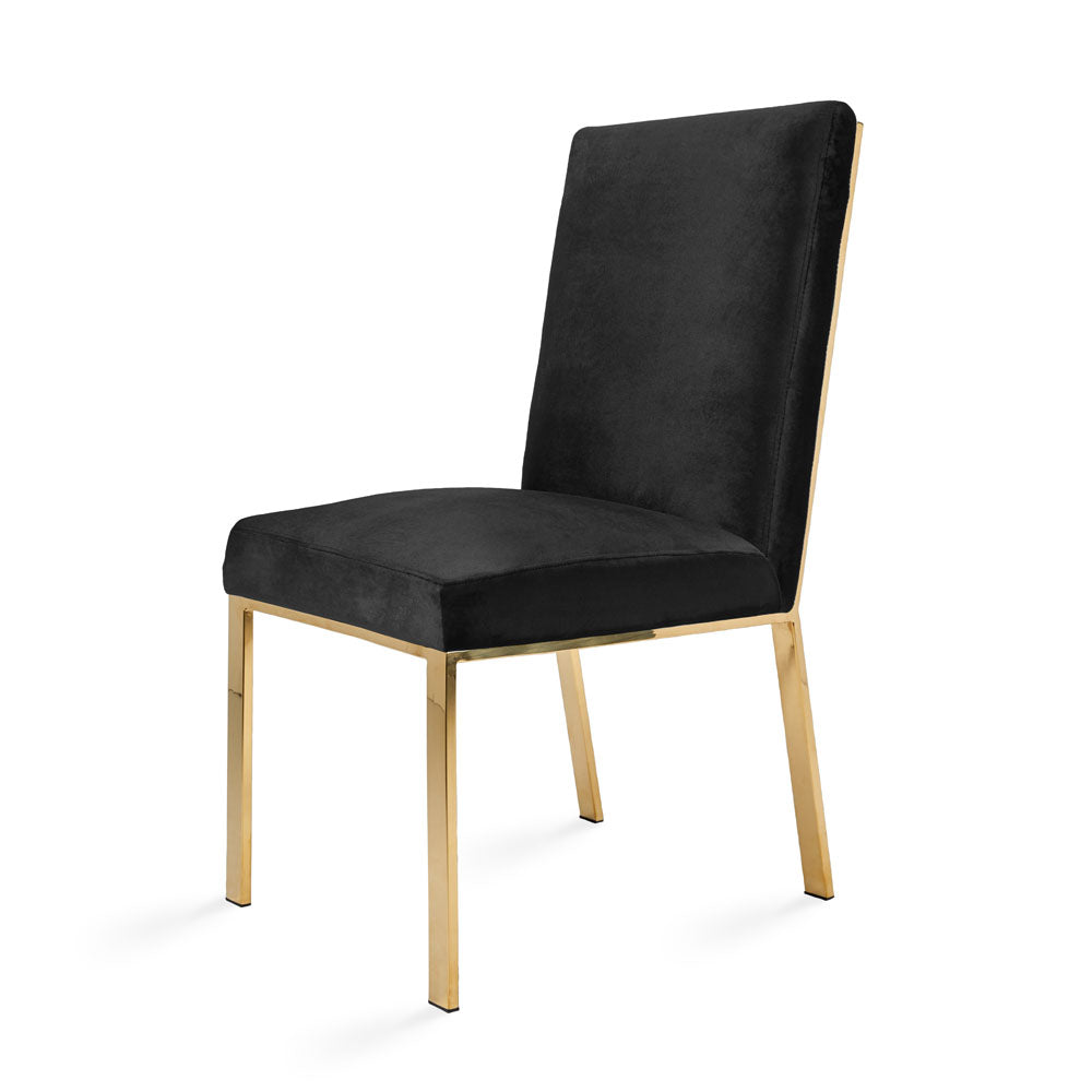 Wellington Gold Dining Chair: Black Velvet