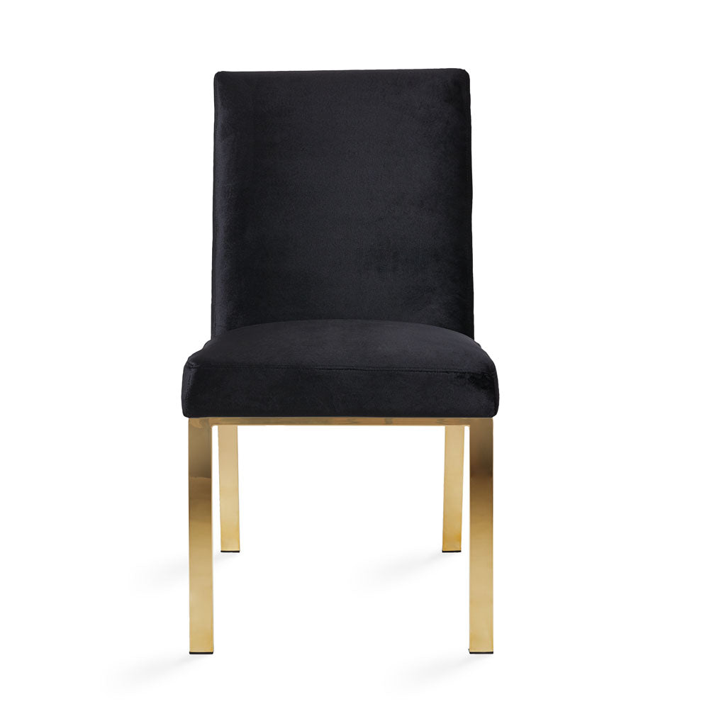 Wellington Gold Dining Chair: Black Velvet