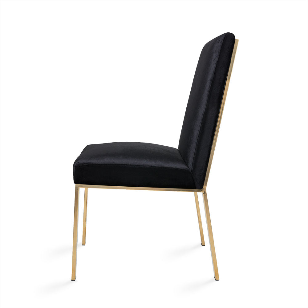 Wellington Gold Dining Chair: Black Velvet