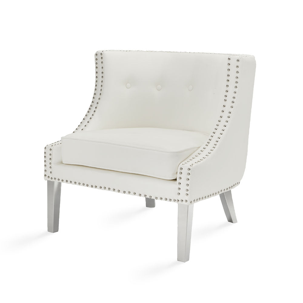 Lucy Accent Chair: White Leatherette