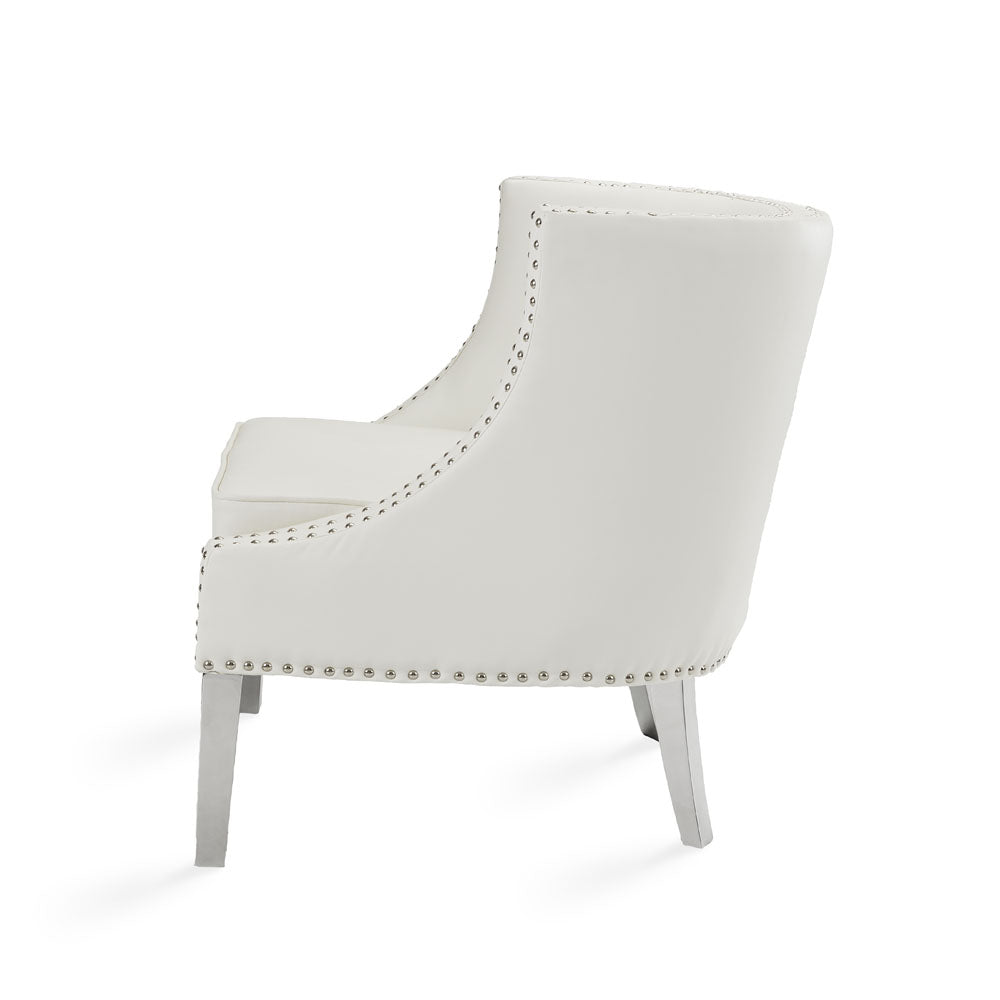 Lucy Accent Chair: White Leatherette