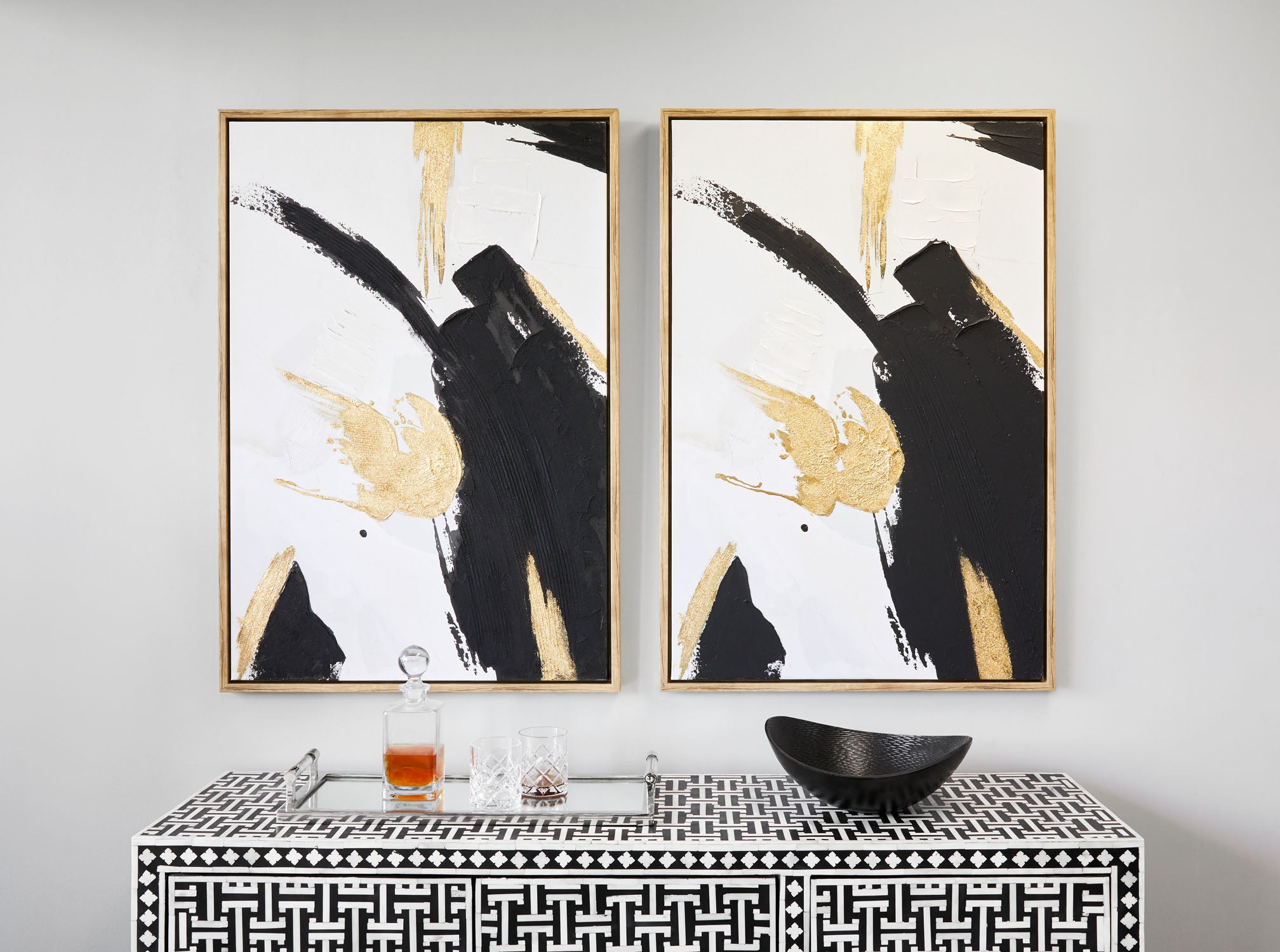 Wall Art: White, Black and Gold