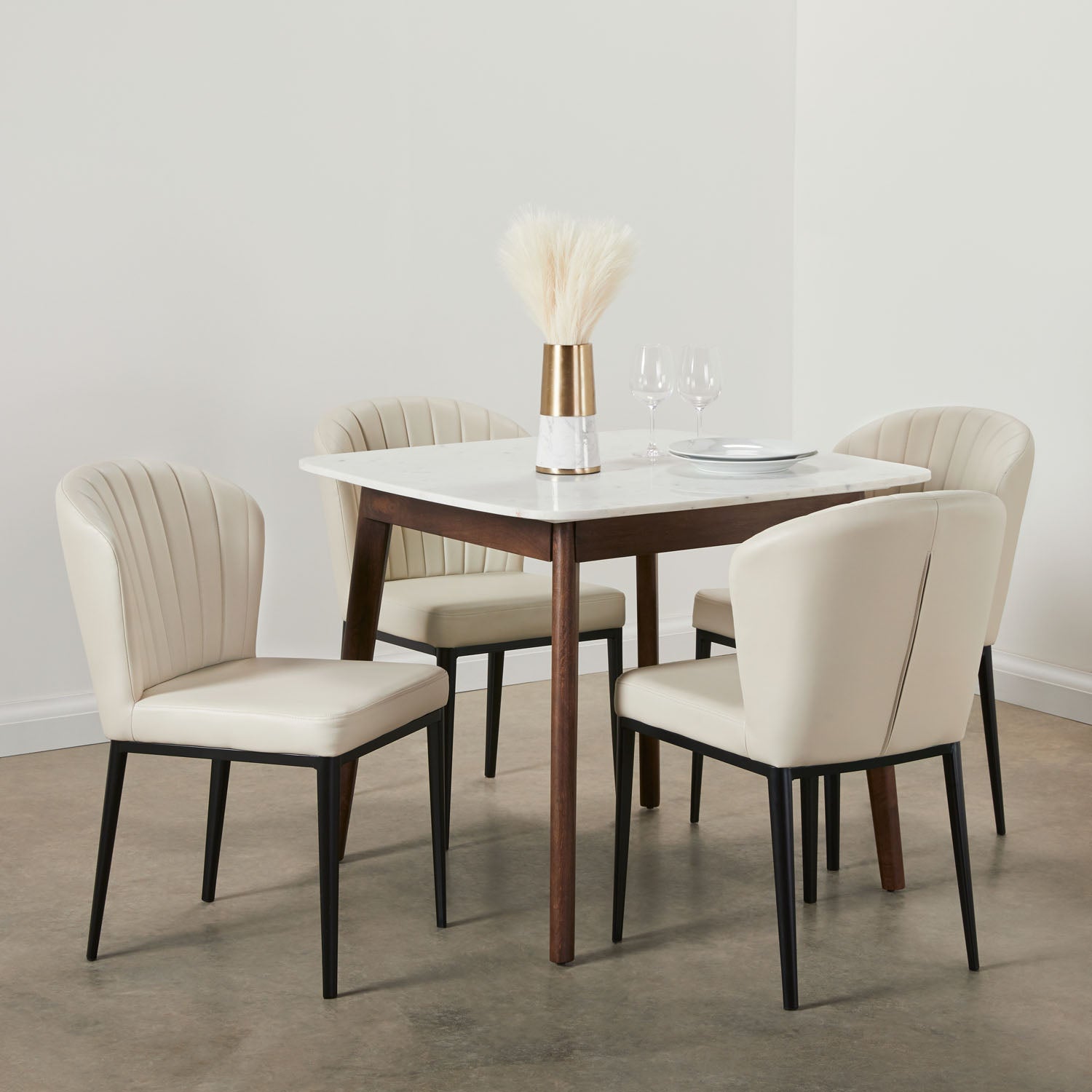 Shell Dining Chair Taupe Leatherette