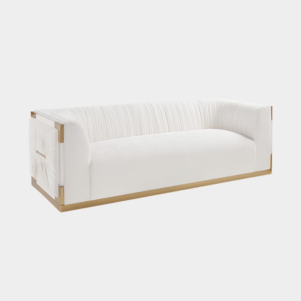 Paloma Gold Loveseat: Contessa Vanilla