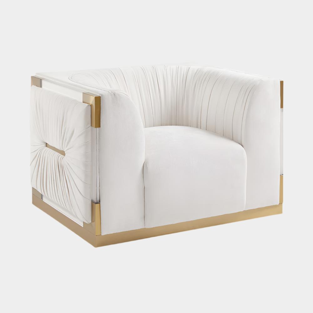 Paloma Gold Accent Chair: Contessa Vanilla