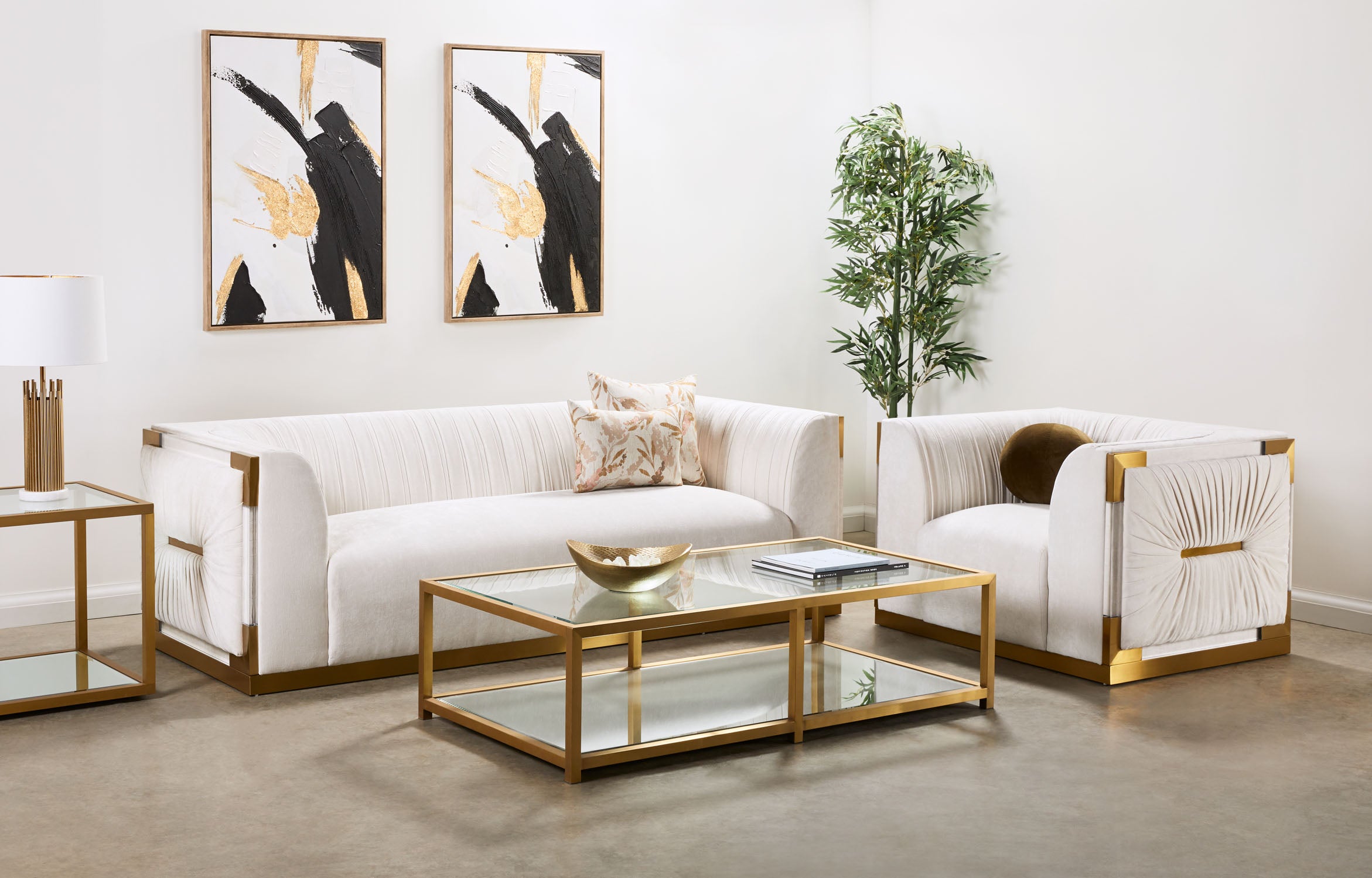 Paloma Gold Accent Chair: Contessa Vanilla