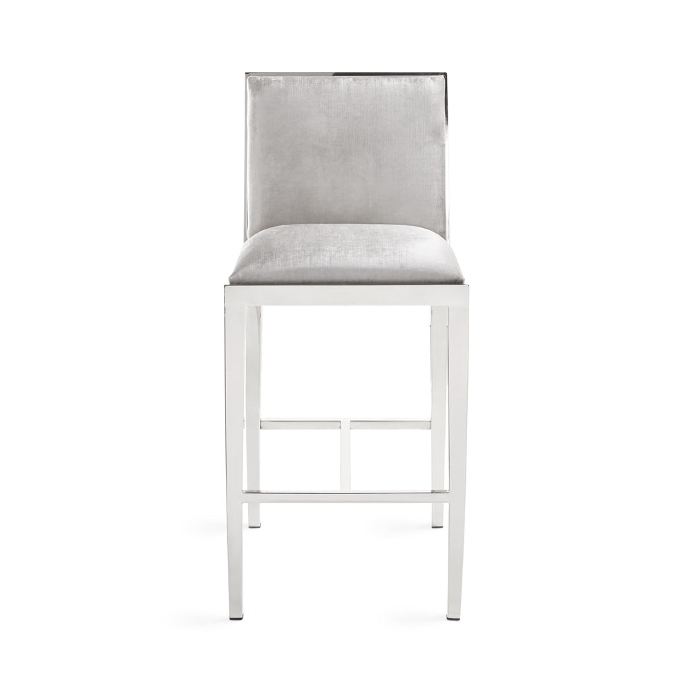 Emario Counter Chair: Grey Velvet