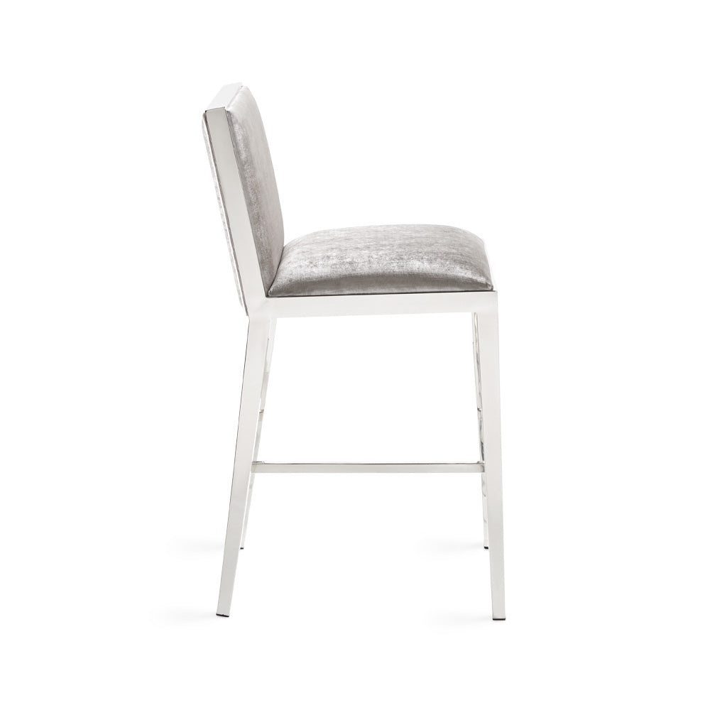 Emario Counter Chair: Grey Velvet