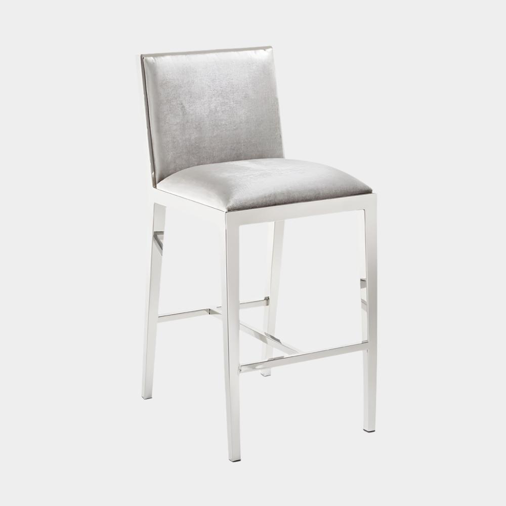 Emario Counter Chair: Grey Velvet