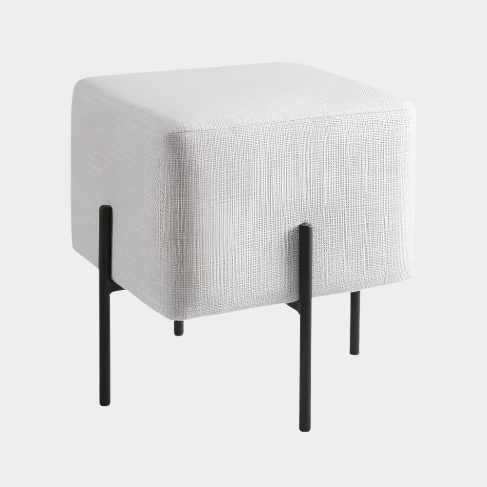 Kube Ottoman Light Grey Linen