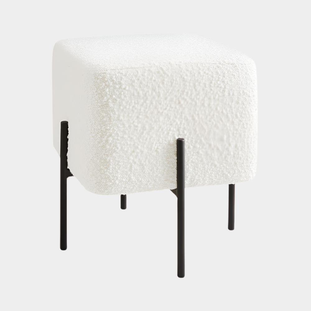 Kube Ottoman White Boucle