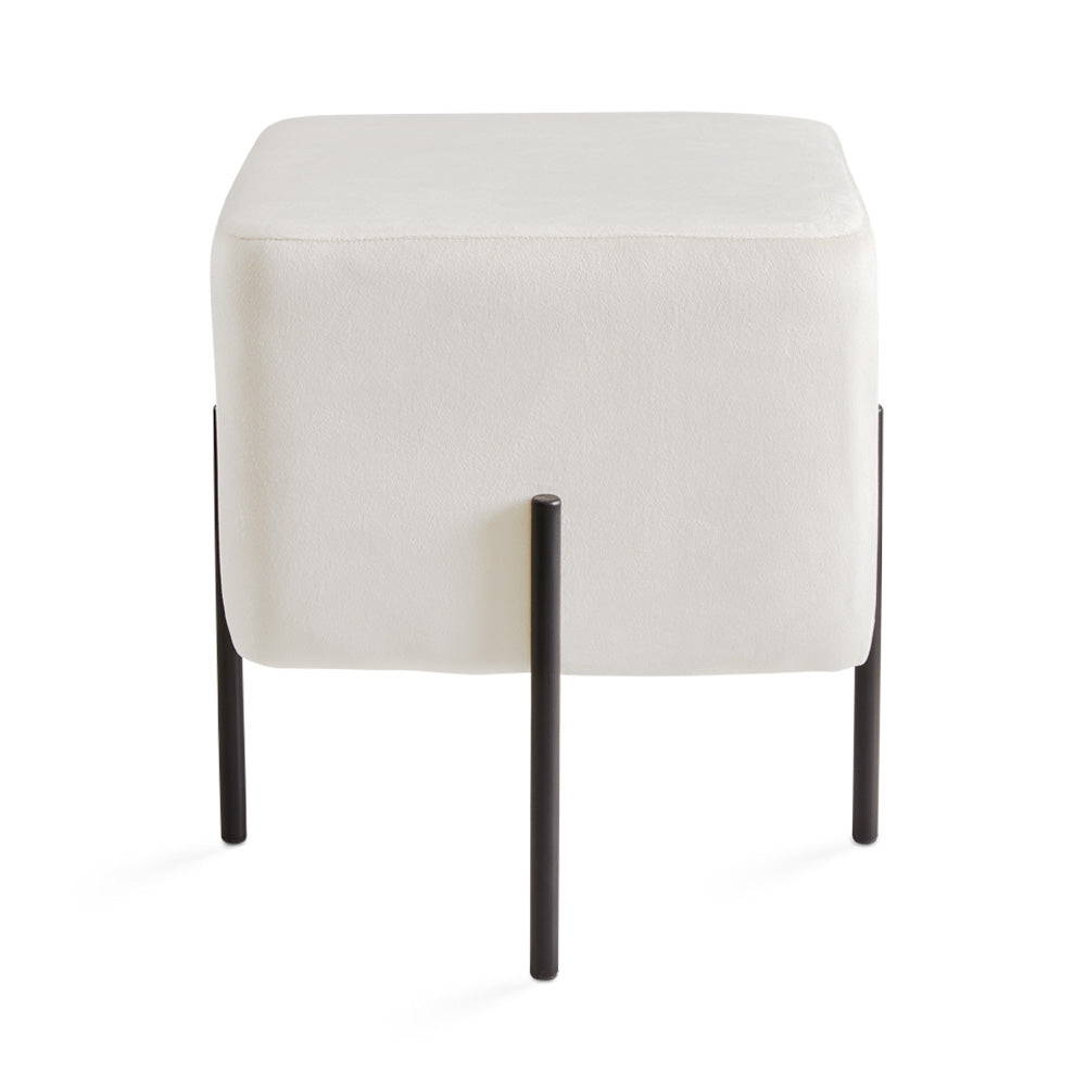 Kube Ottoman Ivory Velvet