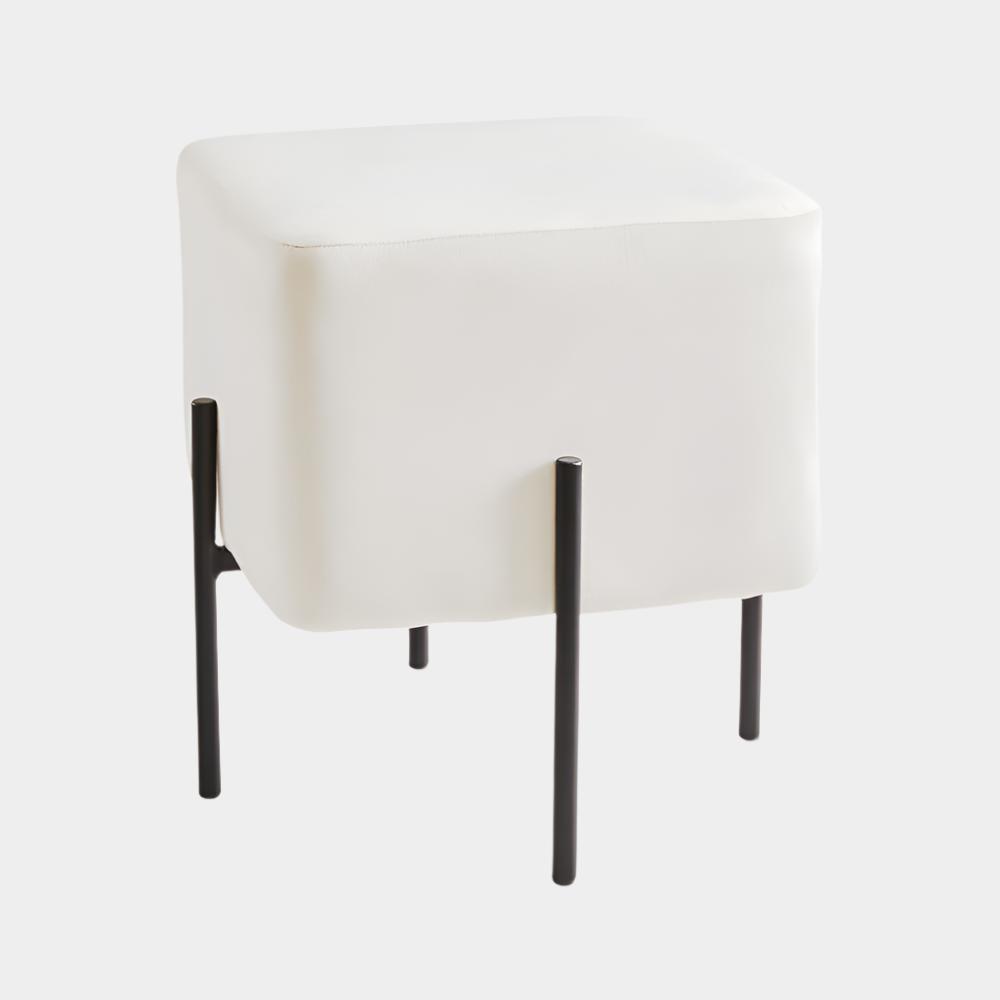 Kube Ottoman Ivory Velvet