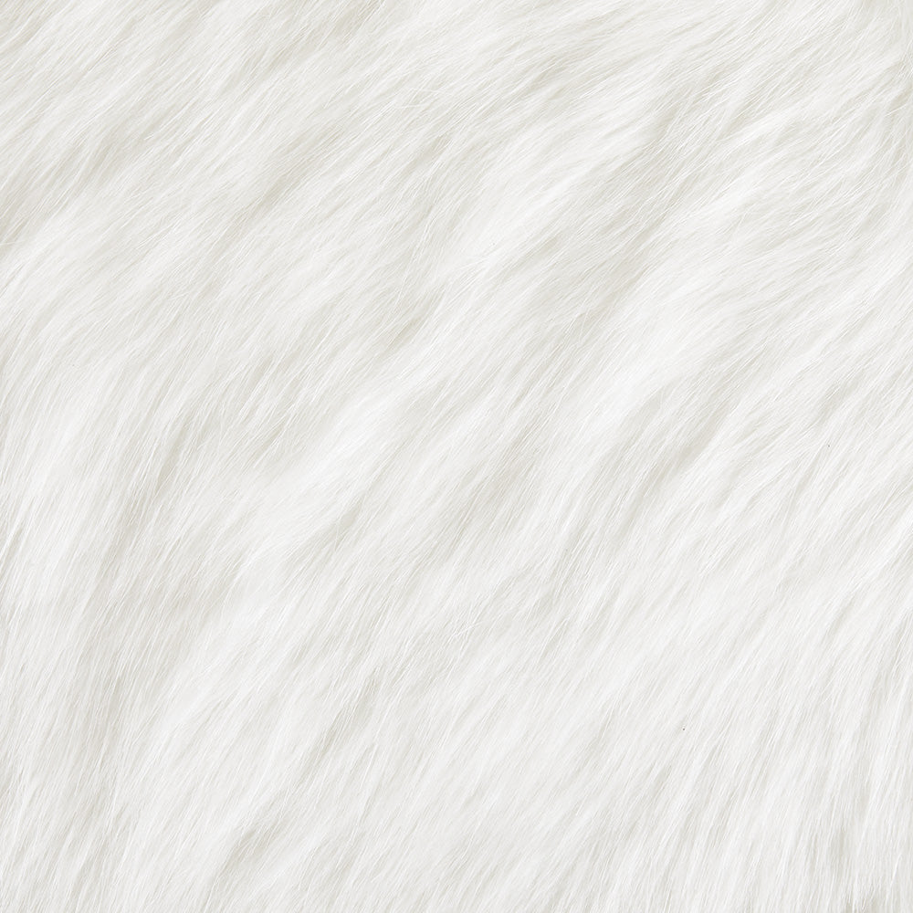 Kube Ottoman White Faux Fur