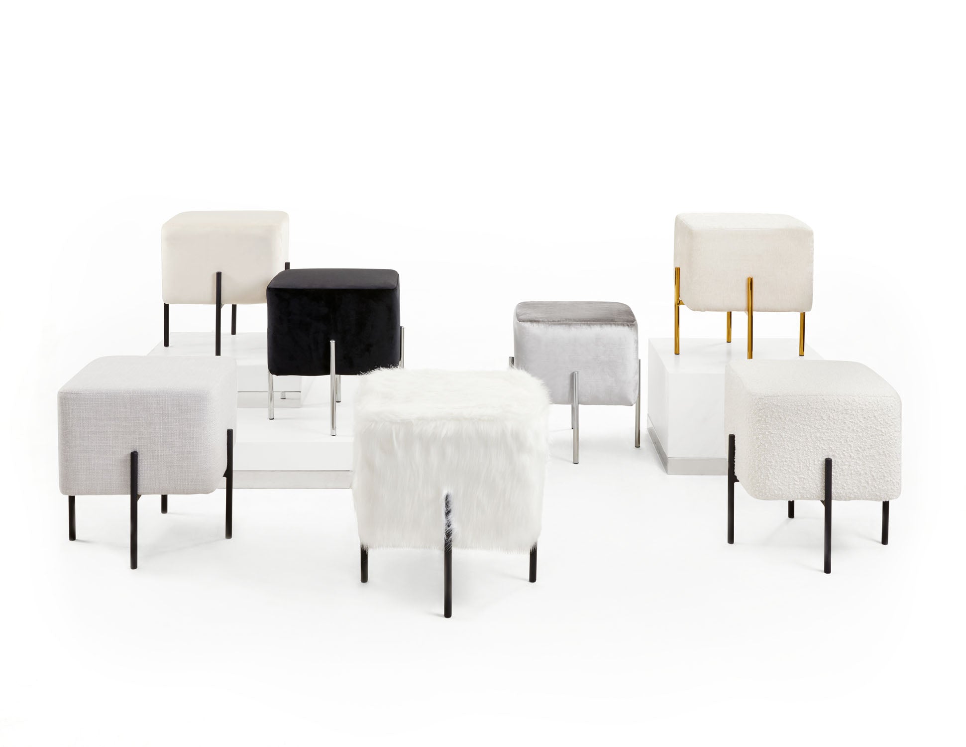 Kube Ottoman White Boucle