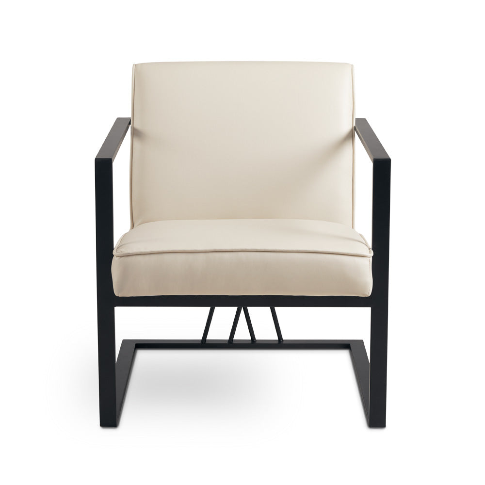 Fairmont Black Accent Chair: Taupe Leatherette