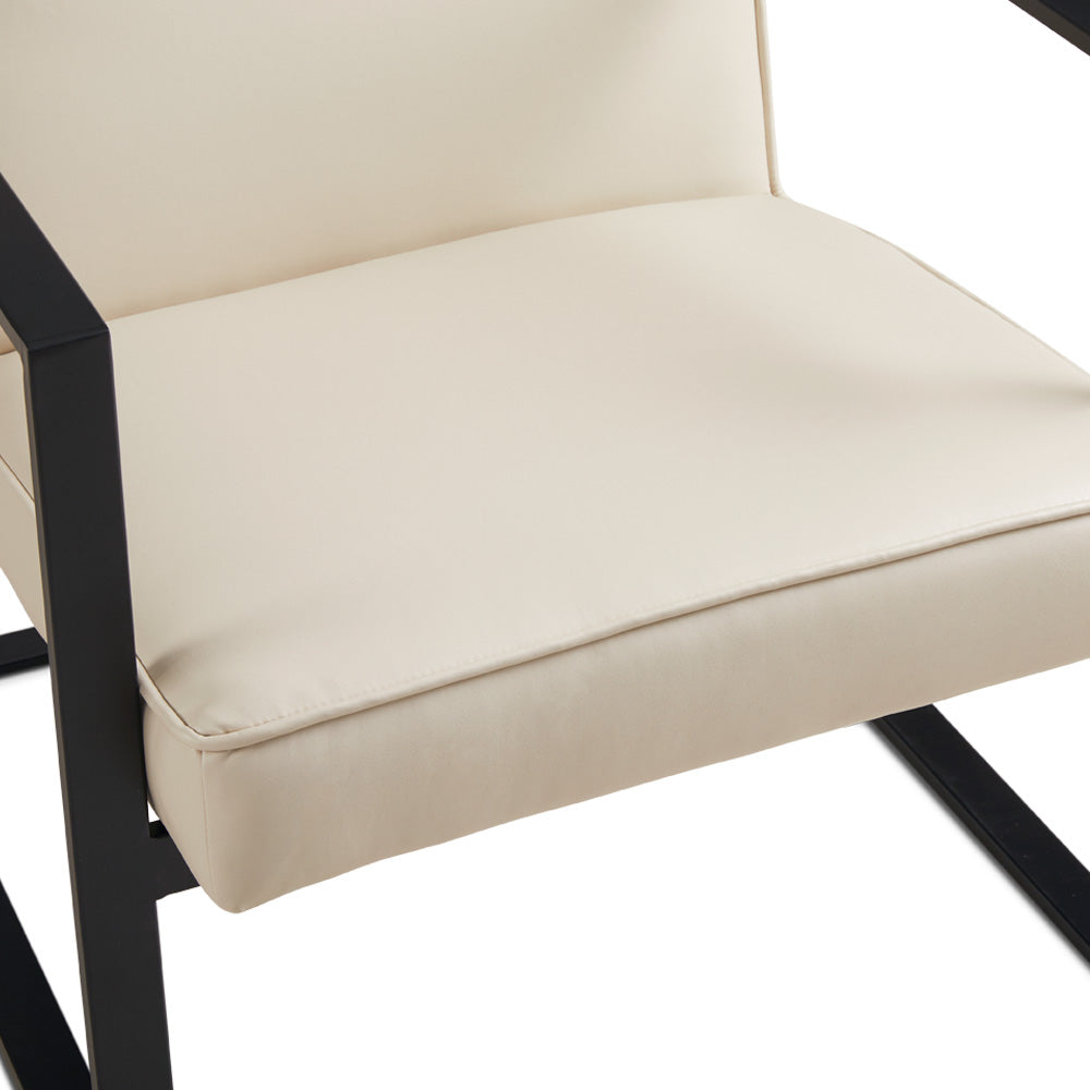 Fairmont Black Accent Chair: Taupe Leatherette