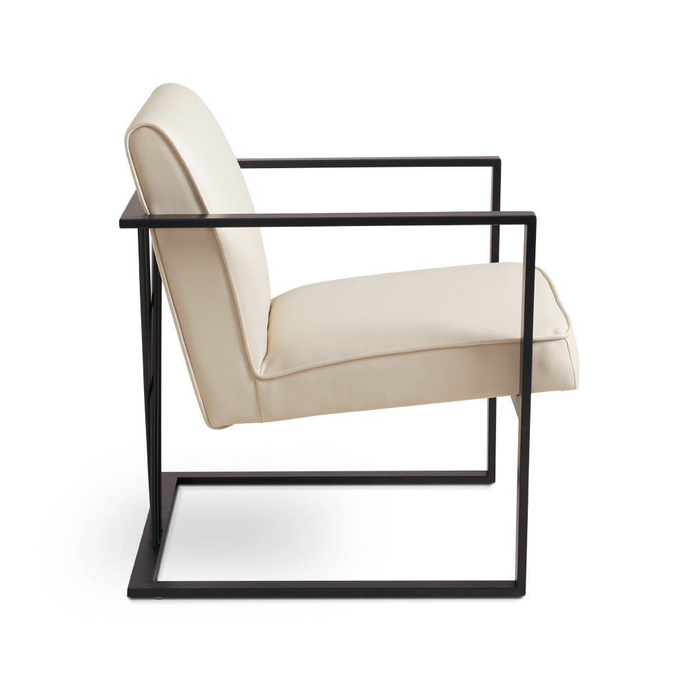 Fairmont Black Accent Chair: Taupe Leatherette