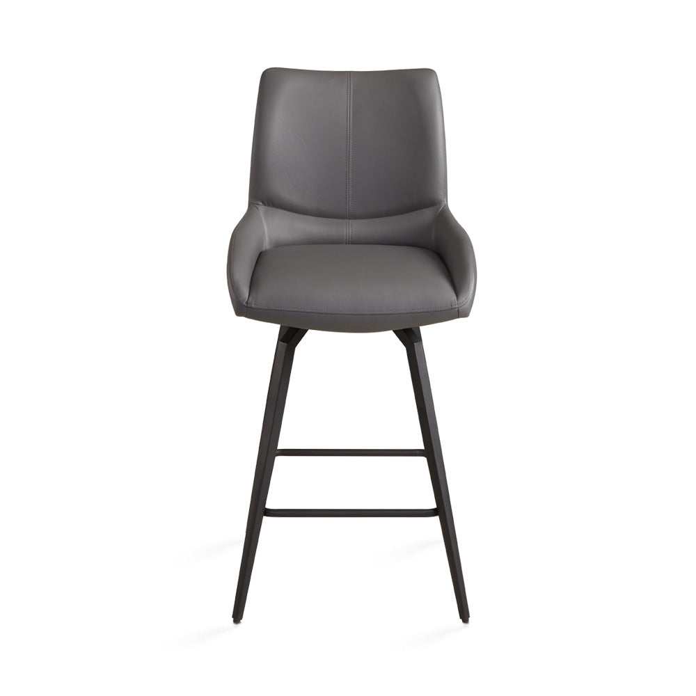 Nona Counter Chair: Grey Leatherette