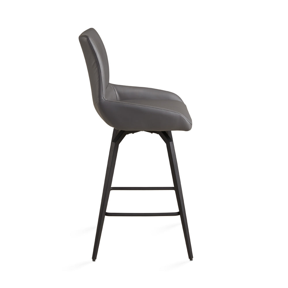 Nona Counter Chair: Grey Leatherette