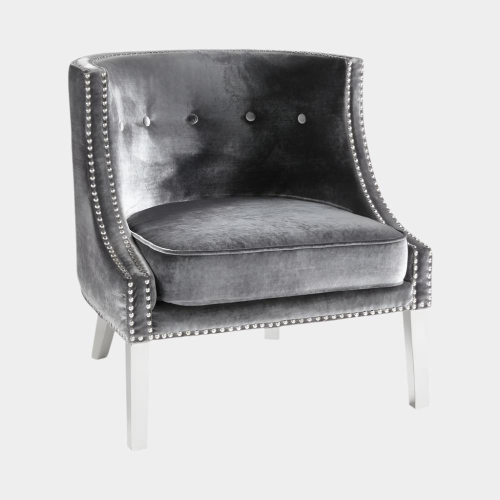 Lucy Accent Chair - Charcoal Velvet