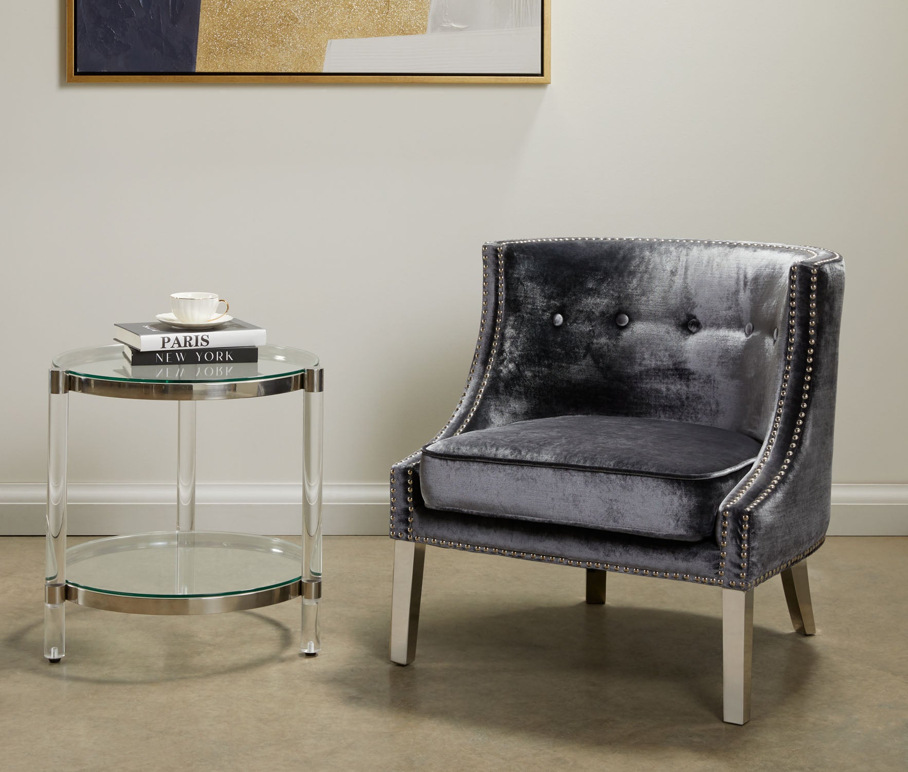 Lucy Accent Chair - Charcoal Velvet