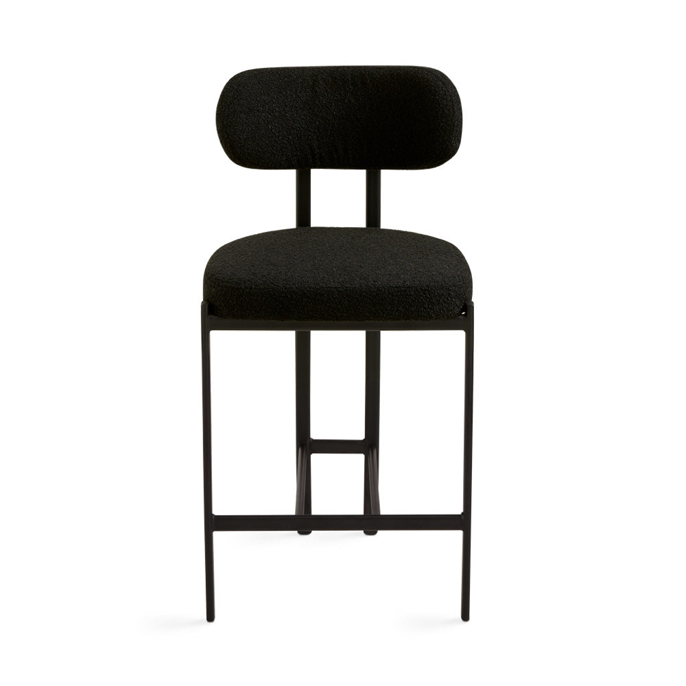 Otis Counter Chair: Black Boucle