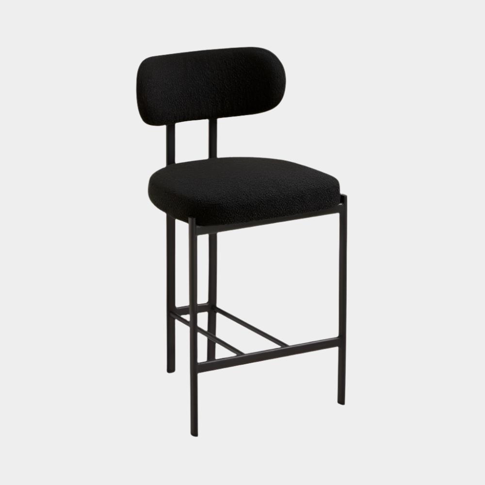 Otis Counter Chair: Black Boucle