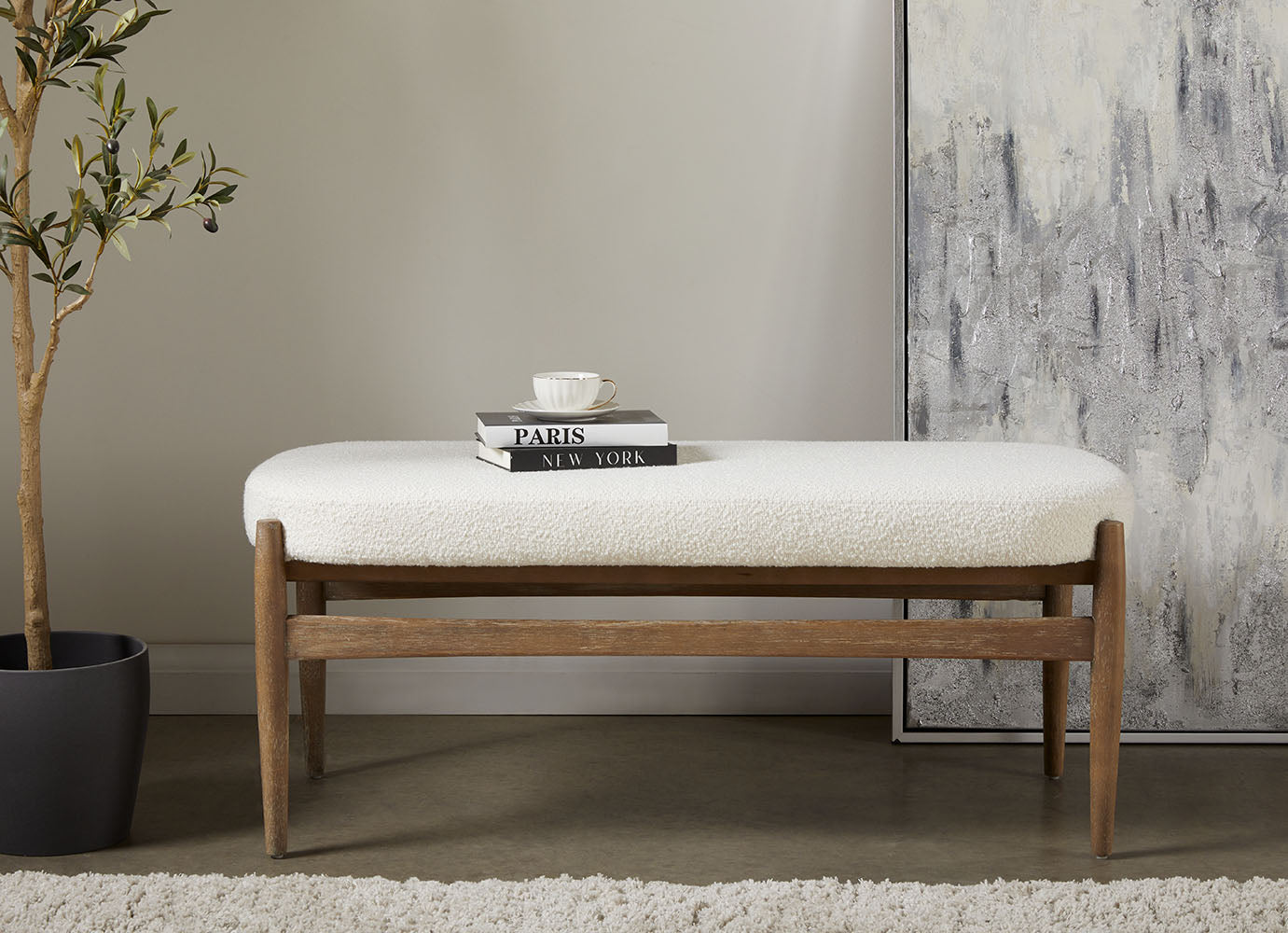 Salina Bench White Boucle