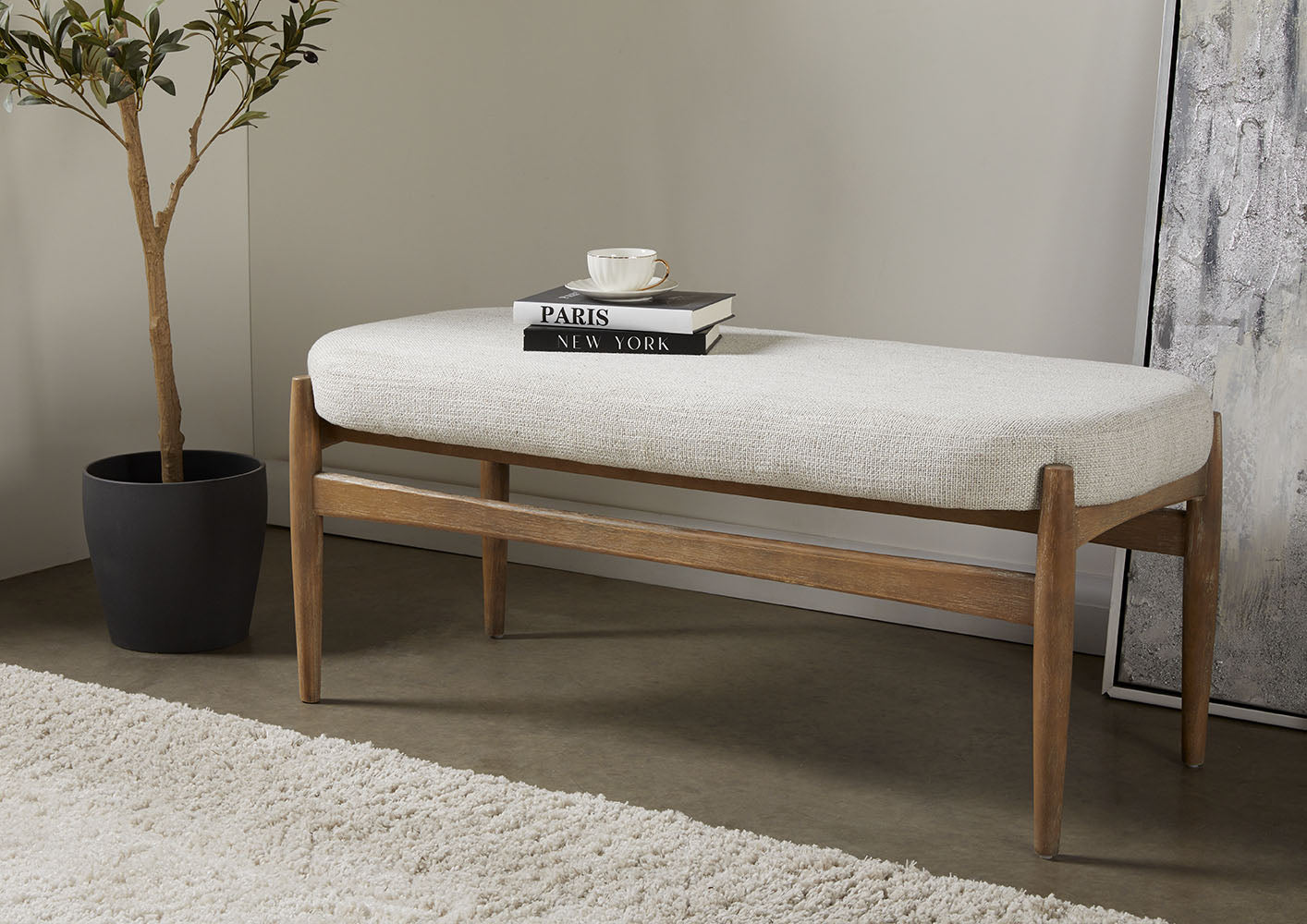 Salina Bench Grey Linen