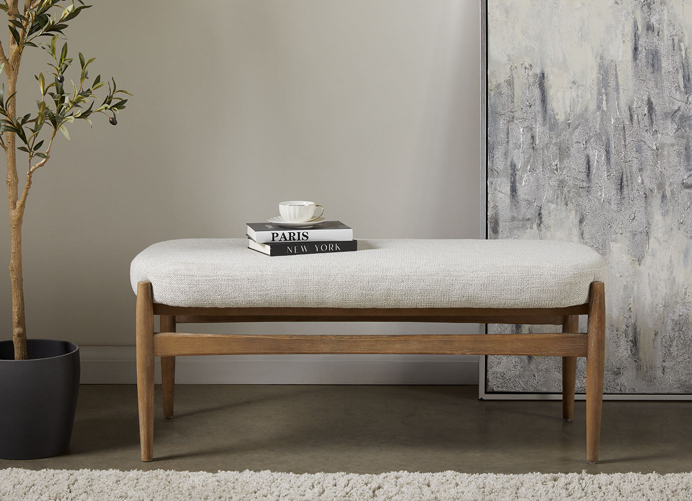 Salina Bench Grey Linen