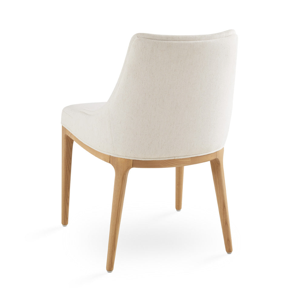 Everett Dining Chair: Ivory Linen with Light Wood