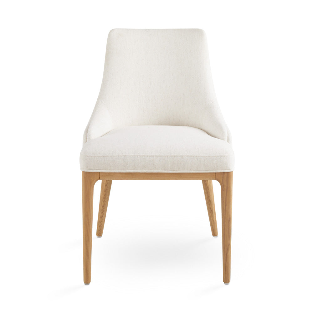 Everett Dining Chair: Ivory Linen with Light Wood