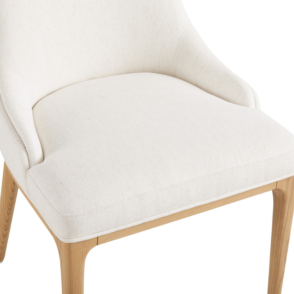 Everett Dining Chair: Ivory Linen with Light Wood