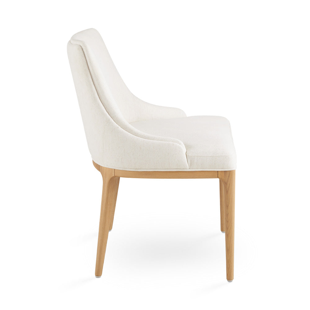 Everett Dining Chair: Ivory Linen with Light Wood