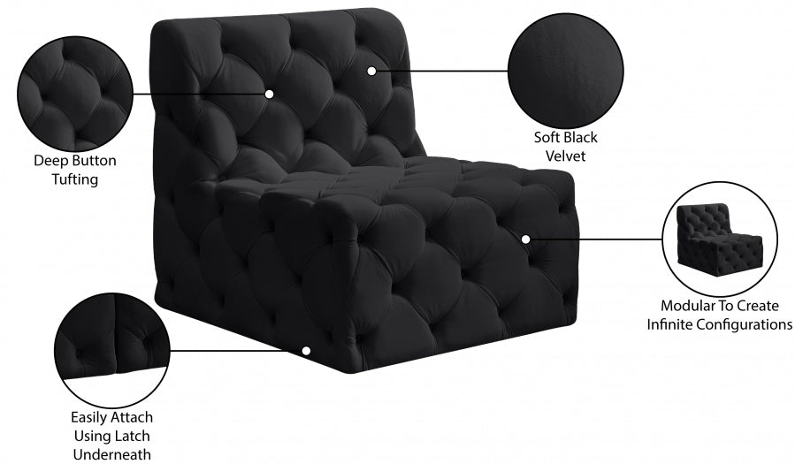 Tuft Velvet Upholstered Armless Modular Chair