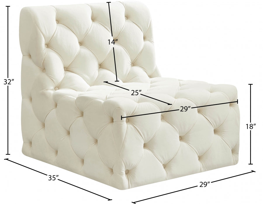Tuft Velvet Upholstered Armless Modular Chair
