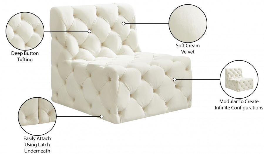 Tuft Velvet Upholstered Armless Modular Chair