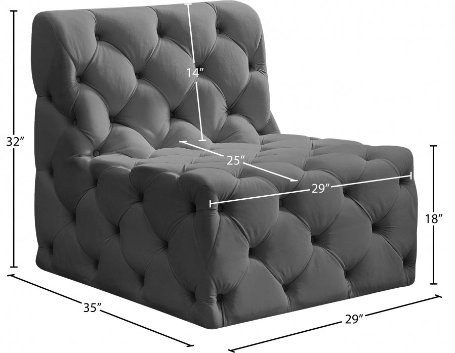Tuft Velvet Upholstered Armless Modular Chair