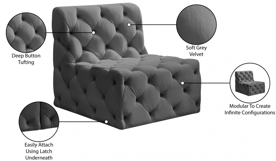 Tuft Velvet Upholstered Armless Modular Chair