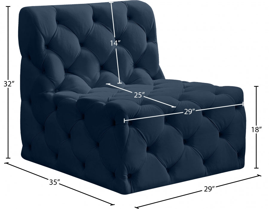 Tuft Velvet Upholstered Armless Modular Chair