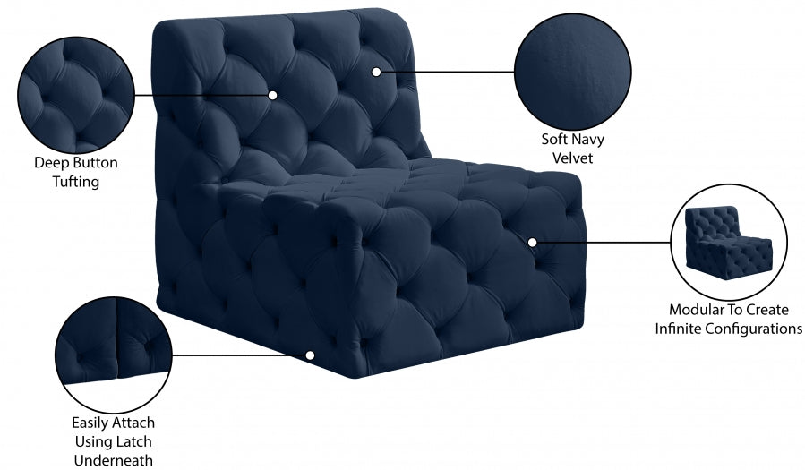 Tuft Velvet Upholstered Armless Modular Chair
