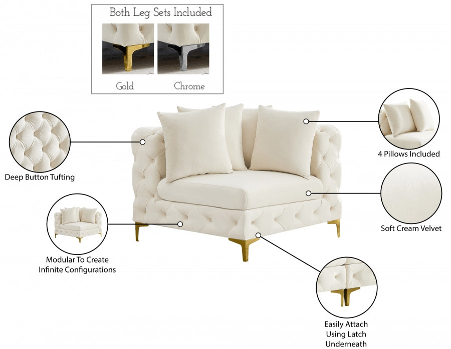 Tremblay Velvet Upholstered Corner Modular Chair