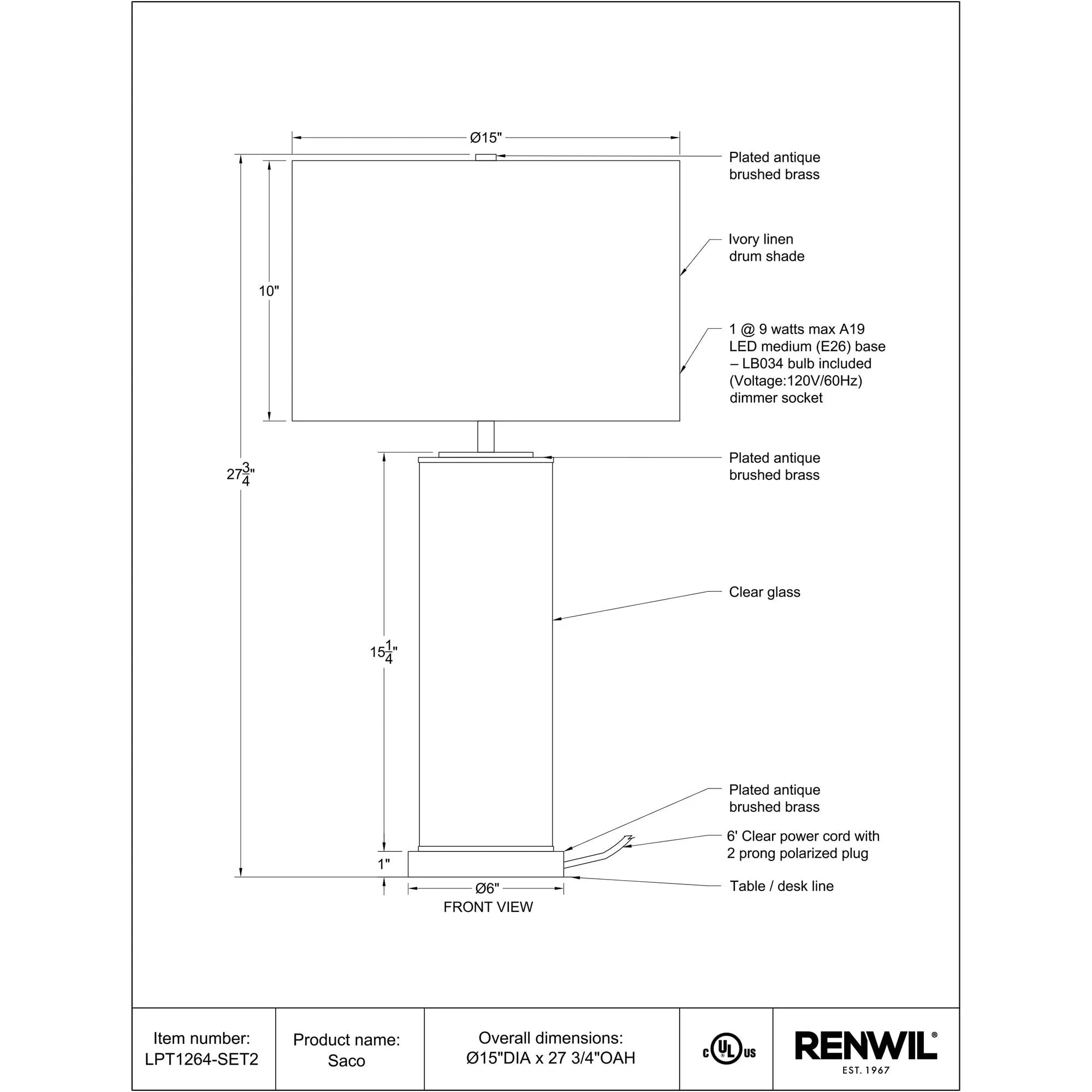 Saco Table Lamp Set of 2