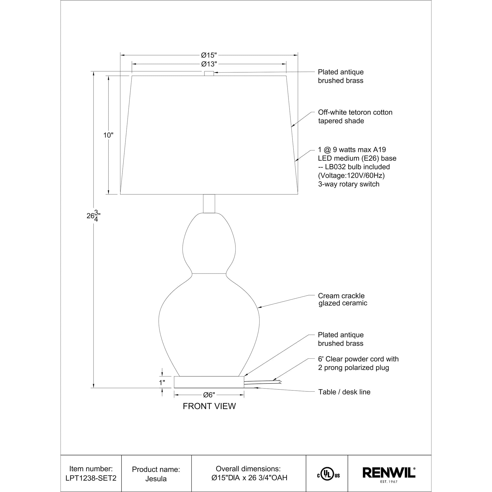 Jesula Table Lamp Set of 2