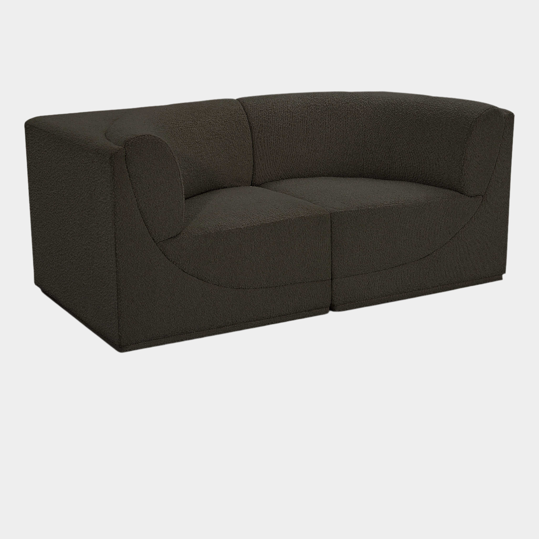 Ollie Boucle Fabric Two-Seater Sofa with Armrest