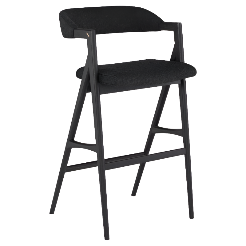 Anita Boucle Stool (Ebonized Oak Frame)